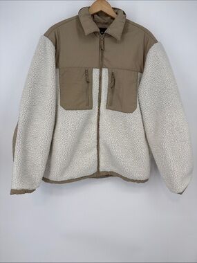 H&M Cream and Tan Teddy Jacket Size XL
